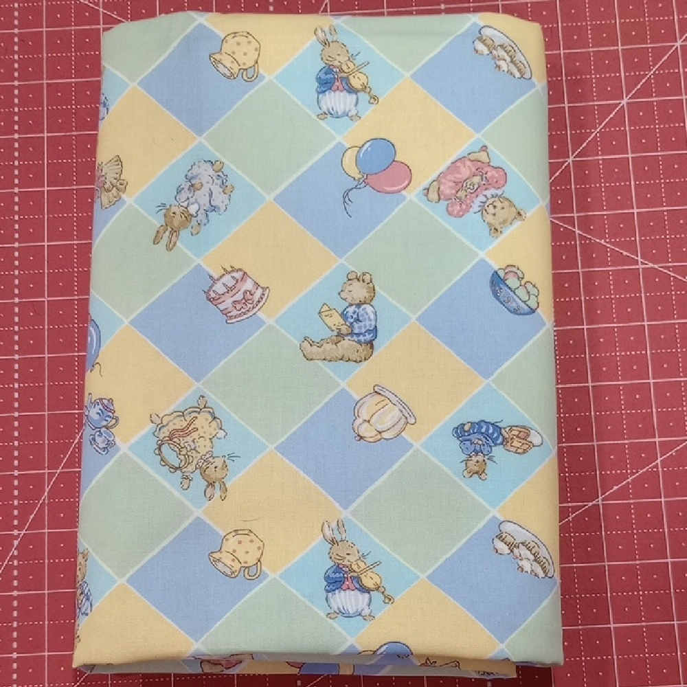 2 Yards Pastel Patchwork Fabric with Animal Print